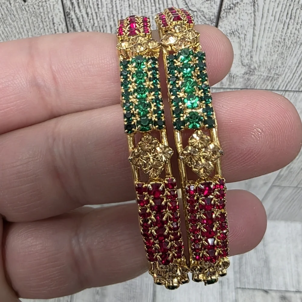 Elegant Gold and Multicolor Bangles